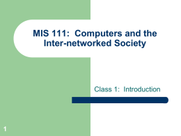 MIS 111: Computers and the Inter-networked Society - U