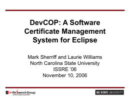 DevCOP: A Software Certificate Management System for Eclipse