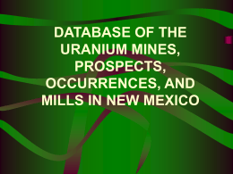 database of the uranium mines, prospects, occurrences, and mills in