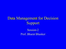Data Management for Decision Support