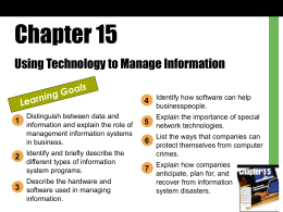 Chapter 15 - Using Technology to Manage Information