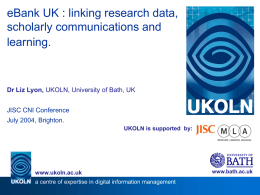 eBank UK - linking research data, scholarly communications