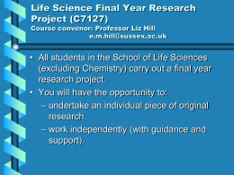 Life Sciences Final Year Project Powerpoint Presentation 2016 - 2017 [PPT 325.00KB]