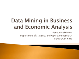 Data Mining in Business and Economic Analysisx