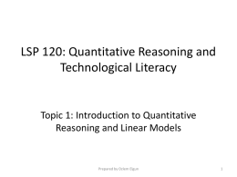 Topic 1- Intro to QR and Linear Models