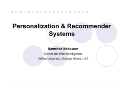 Personalization and Recommender Systems