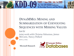 DynaMMo: Mining and Summarization of Coevolving Sequences