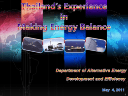 Thailand`s Experience in Making Energy Balance, Department of