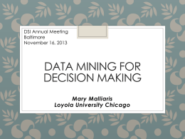 Data Mining Tools for Decision Making