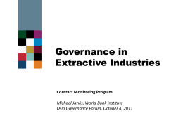 Contract Monitoring Program Michael Jarvis, World Bank Institute