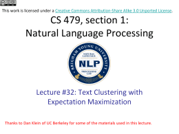 CS 401R, section 1: Statistical Natural Language Processing