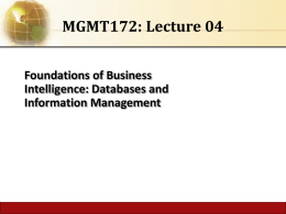 foundations of business intelligence