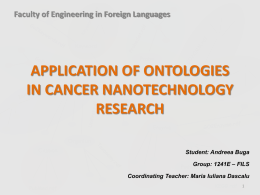 ON nanotechnology, cancer research and ontologies - Maria