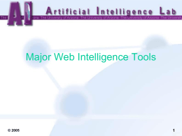 Major Web Intelligent Tools - Artificial Intelligence Laboratory