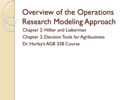 Overview of the Operations Research Modeling Approach