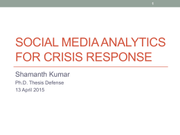 Social Media Analytics for Crisis Response