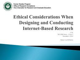 Ethical Considerations When Designing and Conducting Internet