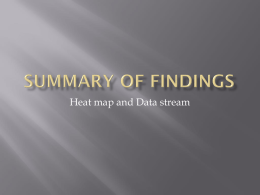 Summary of Findings- Heat Map and Data Stream