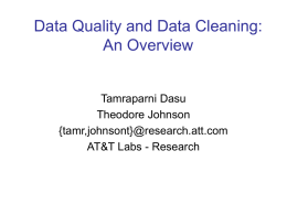 Data Quality and Data Cleaning: An Overview