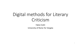 Digital methods for Literary Criticism