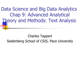 Ch 9: Adv Analytics: Text Analysis