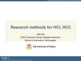 Research methods for HCI, HCC