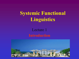Meeting 8 Sstemic Functional Linguistics