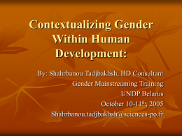 Contextualizing Gender Within Human Development