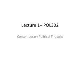 Lecture 1* POL302 - Prof Kaminski`s readings Prof Kaminski`s