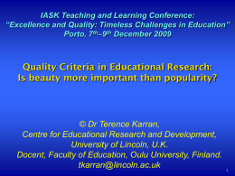 Quality in educational research