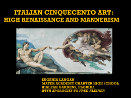 itITALIAN CINQUECENTO ART: HIGH RENAISSANCE AND …