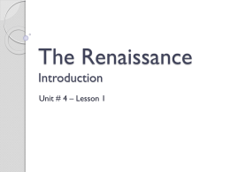 Renaissance & Reformation - Lesson # 1