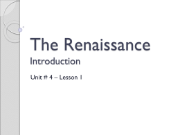 Renaissance & Reformation - Lesson # 1