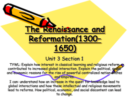 WHPP Unit 3 Section 1The Renaissance and Reformation