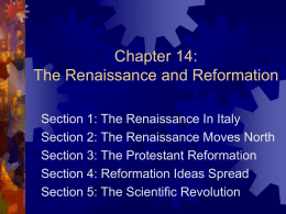 Chapter 14: The Renaissance and Reformation
