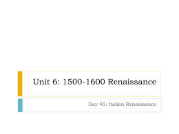 Unit 6: 1500-1600 Renaissance
