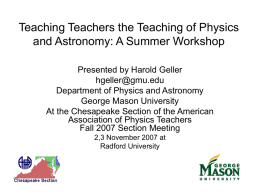 An Astronomy Workshop for Earth Science Teachers