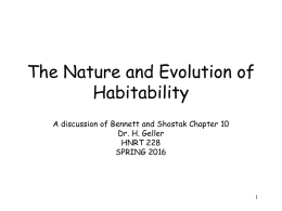 Habitability Notes