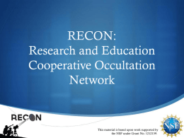 RECON Overview (Spring 2013)