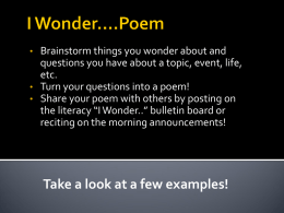 I Wonder….Poem