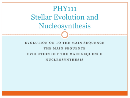 PHY111 Stellar Evolution - University of Sheffield
