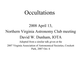 [] Occultations with Video