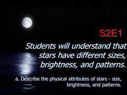 Students will understand that stars have different sizes