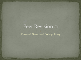 Personal Narrative- College Essay Peer Revision 1