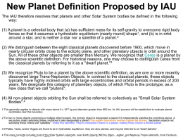 New Planet Definition Proposed by IAU