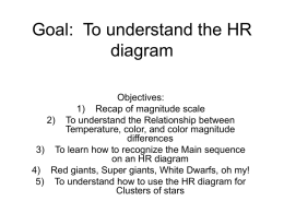 Goal: To understand the HR diagram