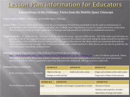 Lesson Plan Information for Educators