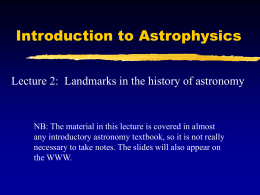 Introduction to Astronomy, Lecture 2