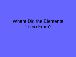 Where Did the Elements Come From?