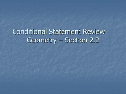 Conditional Statement Review Geometry – Section 2.2
